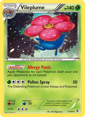 Vileplume 3/149, Non Holo, card art reference