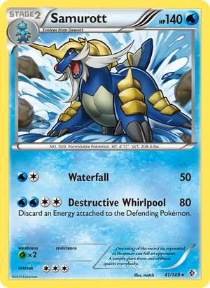 Samurott 41/149, Cosmos Holofoil, card art reference