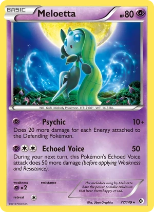 Meloetta 77/149, Non Holo, card art reference