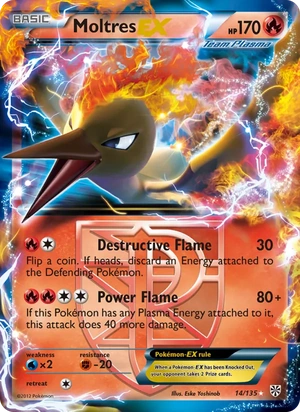 Moltres-EX 14/135, Sheen Holofoil, card art reference