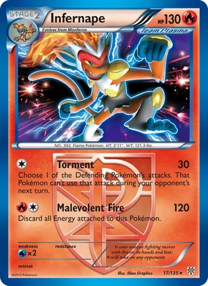 Infernape 17/135, Non Holo, card art reference