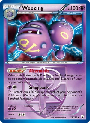 Weezing 58/135, Non Holo, card art reference