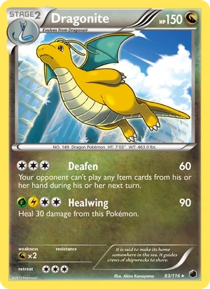 Dragonite 83/116, Cosmos Holofoil, card art reference