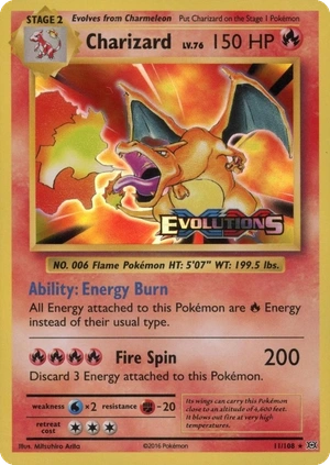 Charizard 11/108, prerelease, owner-provided image