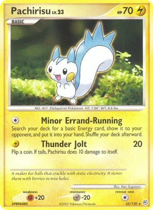 Pachirisu 35/130, Reverse Holofoil "Diamond & Pearl" stamp, card art reference