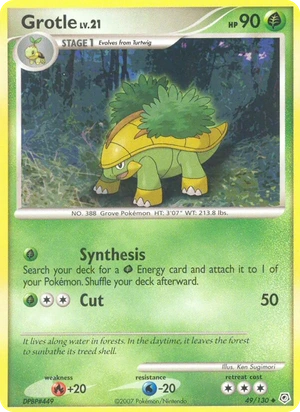 Grotle 49/130, Reverse Holofoil "Diamond & Pearl" stamp, card art reference