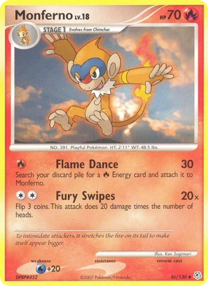 Monferno 56/130, Reverse Holofoil "Diamond & Pearl" stamp, card art reference