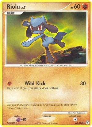 Riolu 61/130, Gold snowflake stamp, card art reference