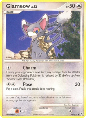 Glameow 83/130, Gold snowflake stamp, card art reference