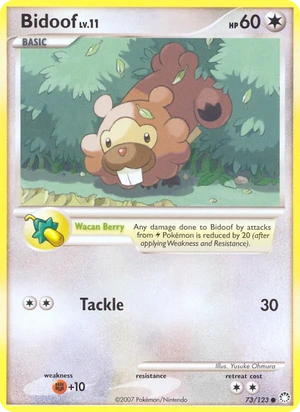 Bidoof 73/123, Gold snowflake stamp, card art reference