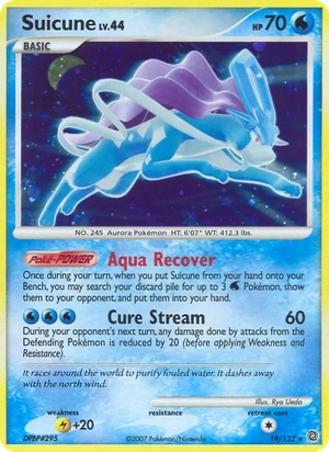 Suicune 19/132, Cracked Ice Holofoil, card art reference