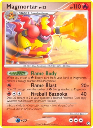 Magmortar 31/132, Cosmos Holofoil, card art reference