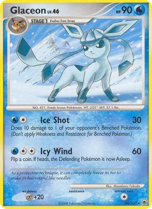 Glaceon 20/100, Gold snowflake stamp, card art reference