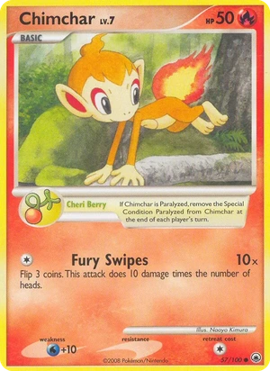 Chimchar 57/100, Gold snowflake stamp, card art reference