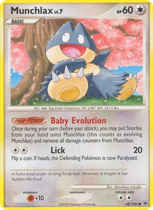 Munchlax 68/100, Gold snowflake stamp, card art reference