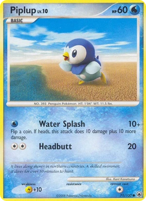 Piplup 71/100, Reverse Holofoil "Platinum" stamp, card art reference