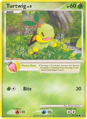 Turtwig 78/100, Gold snowflake stamp, card art reference