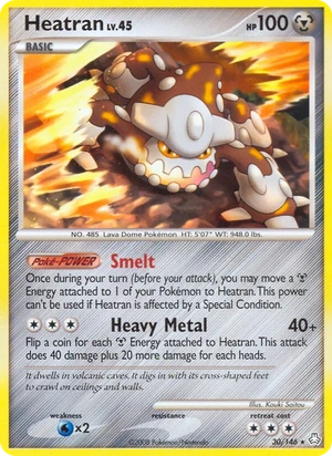 Heatran 30/146, Cosmos Holofoil, card art reference