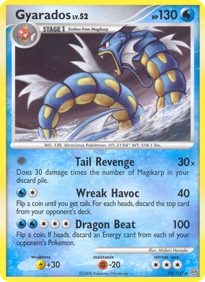 Gyarados 19/100, Cosmos Holofoil, card art reference