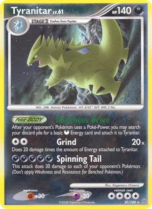 Tyranitar 30/100, Cosmos Holofoil, card art reference