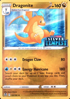 Dragonite 131/195, Silver Tempest stamp print, image provided by the catalog owner
