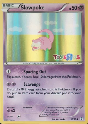 Slowpoke 32/83, Holofoil "Toys R Us" stamp, card art reference