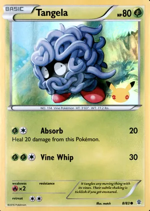 Tangela 8/83, Holofoil "20th Anniversary" stamp, card art reference