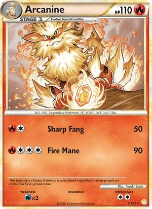Arcanine 1/123, Non Holo, card art reference