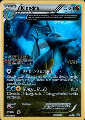 Kingdra XY39, STAFF + Primal Clash stamps, PSA placeholder
