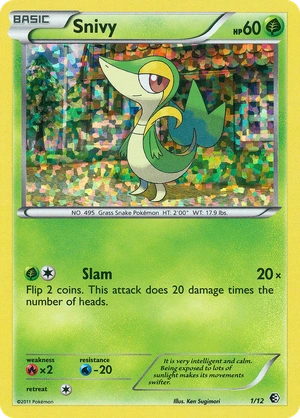 Snivy 1/12, Confetti Holo, reference image