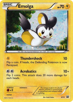 Emolga 6/12, McDonald's Collection 2012 Confetti Holo, Pokumon reference