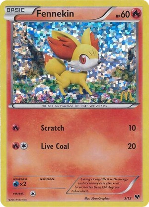 Fennekin 3/12, McDonald's Collection 2014 Confetti Holo, Pokumon reference