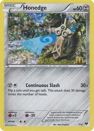 Honedge 7/12, McDonald's Collection 2014 Confetti Holo, Pokumon reference
