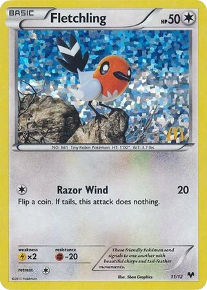 Fletchling 11/12, McDonald's Collection 2014 Confetti Holo, Pokumon reference