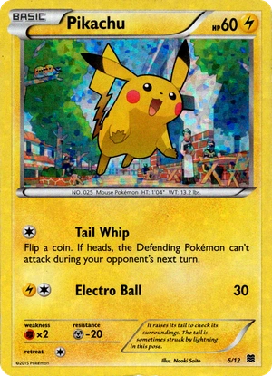 Pikachu 6/12, McDonald's Collection 2015 Confetti Holo, Pokumon reference