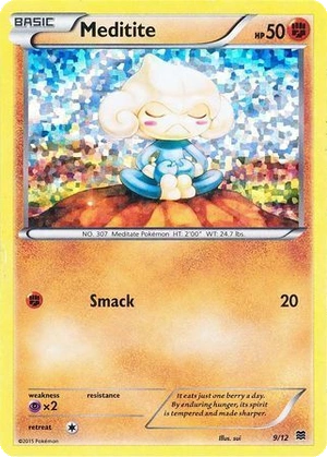Meditite 9/12, McDonald's Collection 2015 Confetti Holo, Pokumon reference