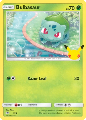 Bulbasaur 1/25, Confetti Holo, flat official artwork