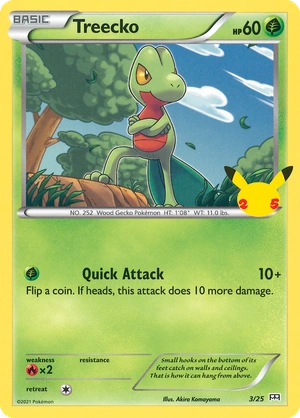 Treecko 3/25, Confetti Holo, flat official artwork