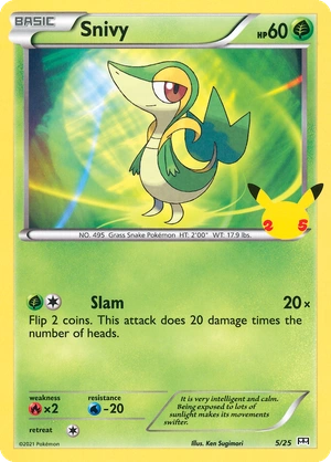 Snivy 5/25, Confetti Holo, flat official artwork