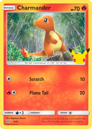 Charmander 9/25, Confetti Holo, flat official artwork