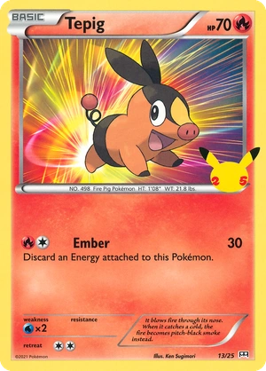 Tepig 13/25, Confetti Holo, flat official artwork