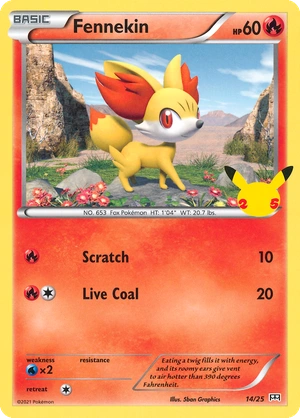 Fennekin 14/25, Confetti Holo, flat official artwork
