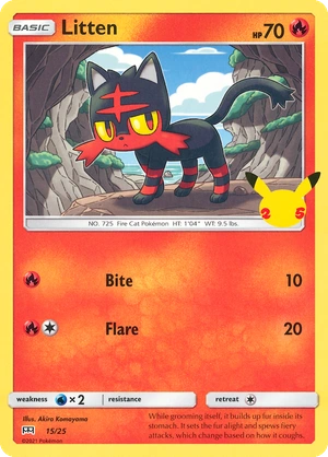Litten 15/25, Confetti Holo, flat official artwork
