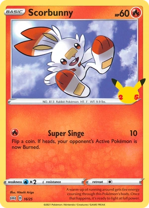 Scorbunny 16/25, Confetti Holo, flat official artwork