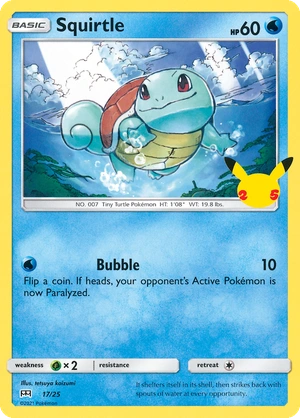 Squirtle 17/25, Confetti Holo, flat official artwork