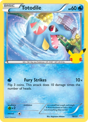 Totodile 18/25, Confetti Holo, flat official artwork