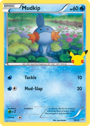 Mudkip 19/25, Confetti Holo, flat official artwork
