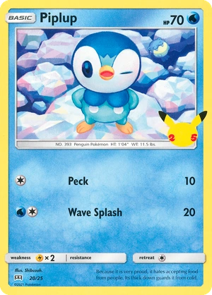 Piplup 20/25, Confetti Holo, flat official artwork