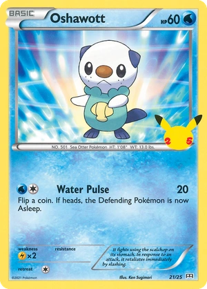 Oshawott 21/25, Confetti Holo, flat official artwork