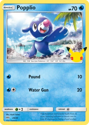 Popplio 23/25, Confetti Holo, flat official artwork